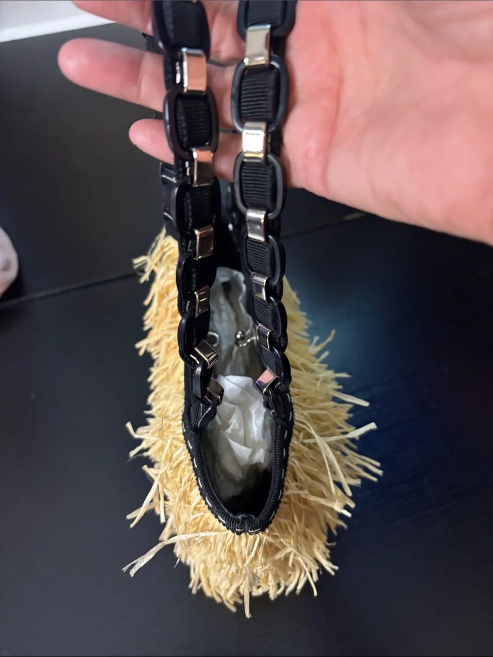 Salvatore Ferragamo Vara straw fringe bag